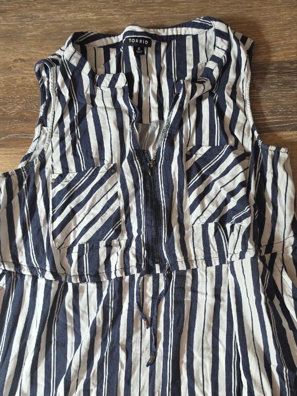 torrid Navy and White Sleeveless Drawstring Stripe Dress - Picture 4 of 4